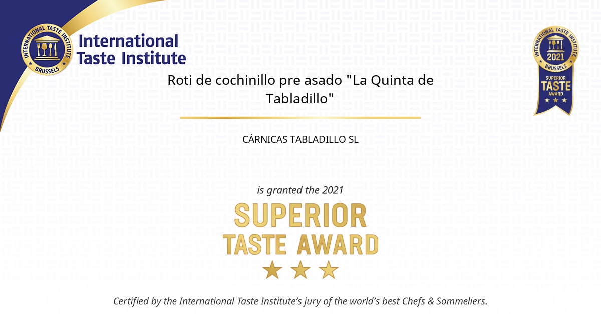 Certificate image of Roti de cochinillo pre asado "La Quinta de Tabladillo"